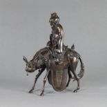 Bronze-Weihrauchbrenner in Form eines Weisen auf einem Pferd