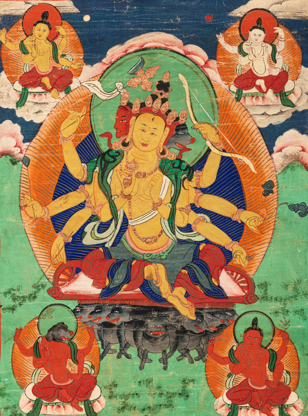 A THANGKA DECPITING THE GODDESS MARICI