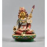 Polychrom gefasste Tonfigur des Padmasambhava