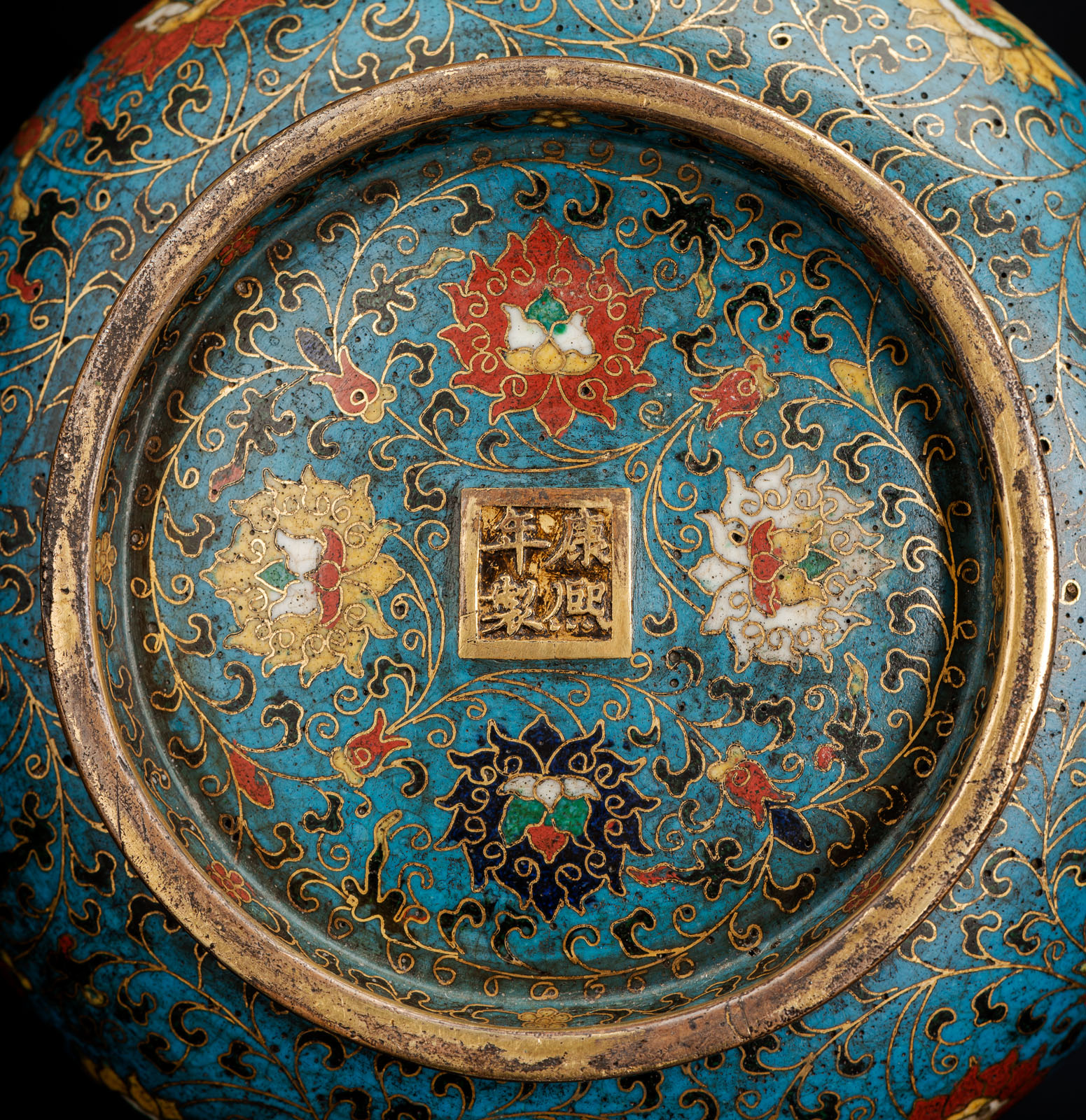 A PART-GILT CLOISONNÉ ENAMEL CENSER WITH LOTOS - Image 3 of 3