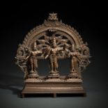 Altartriade mit zentraler Darstellung von Rama und einer weiteren Form von Rama und Bhu