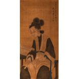 Darstellung einer lesenden Dame im Stil von Tang Yin (1470-1524)