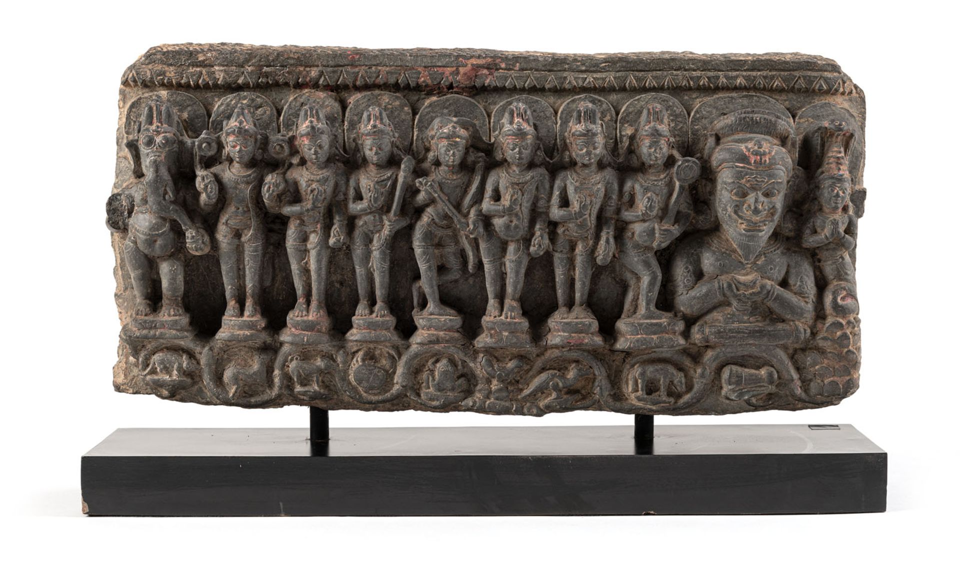 A PHYLLITE STONE STELE DEPICTING THE NINE PLANETS, NAVAGRAHA