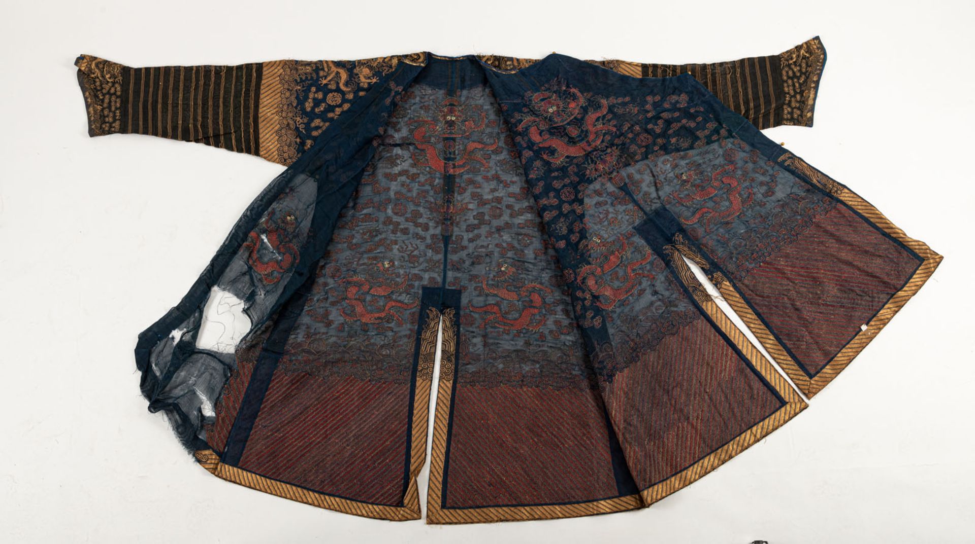 NAVY BLUE DRAGON ROBE (JIFU) IN SHA AND GOLD EMBROIDERY FOR A GENTLEMAN - Image 6 of 8