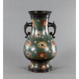 Vase mit Lotos-Champlevé-Dekor aus Bronze