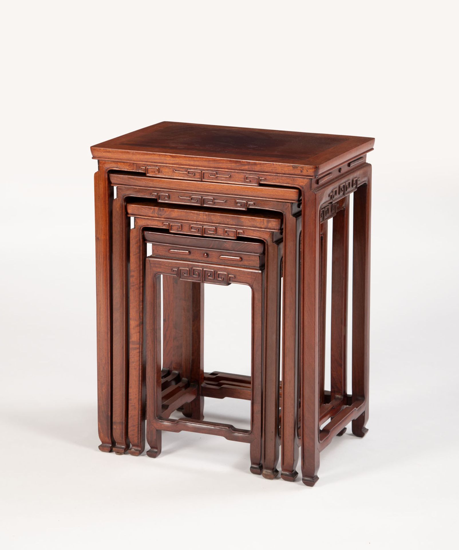 A SET OF FOUR HUALI NESTING TABLES - Image 4 of 4