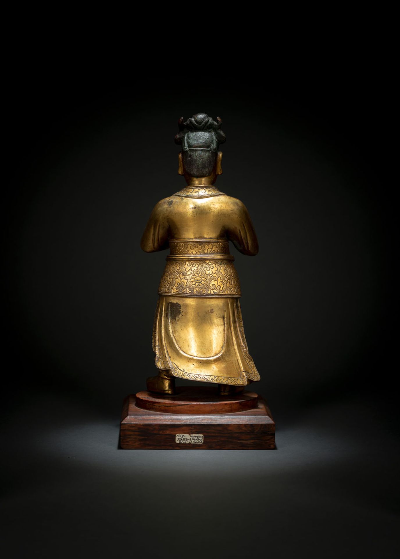 A GILT-BRONZE FIGURE OF STANDING GUAN PING - Image 2 of 2