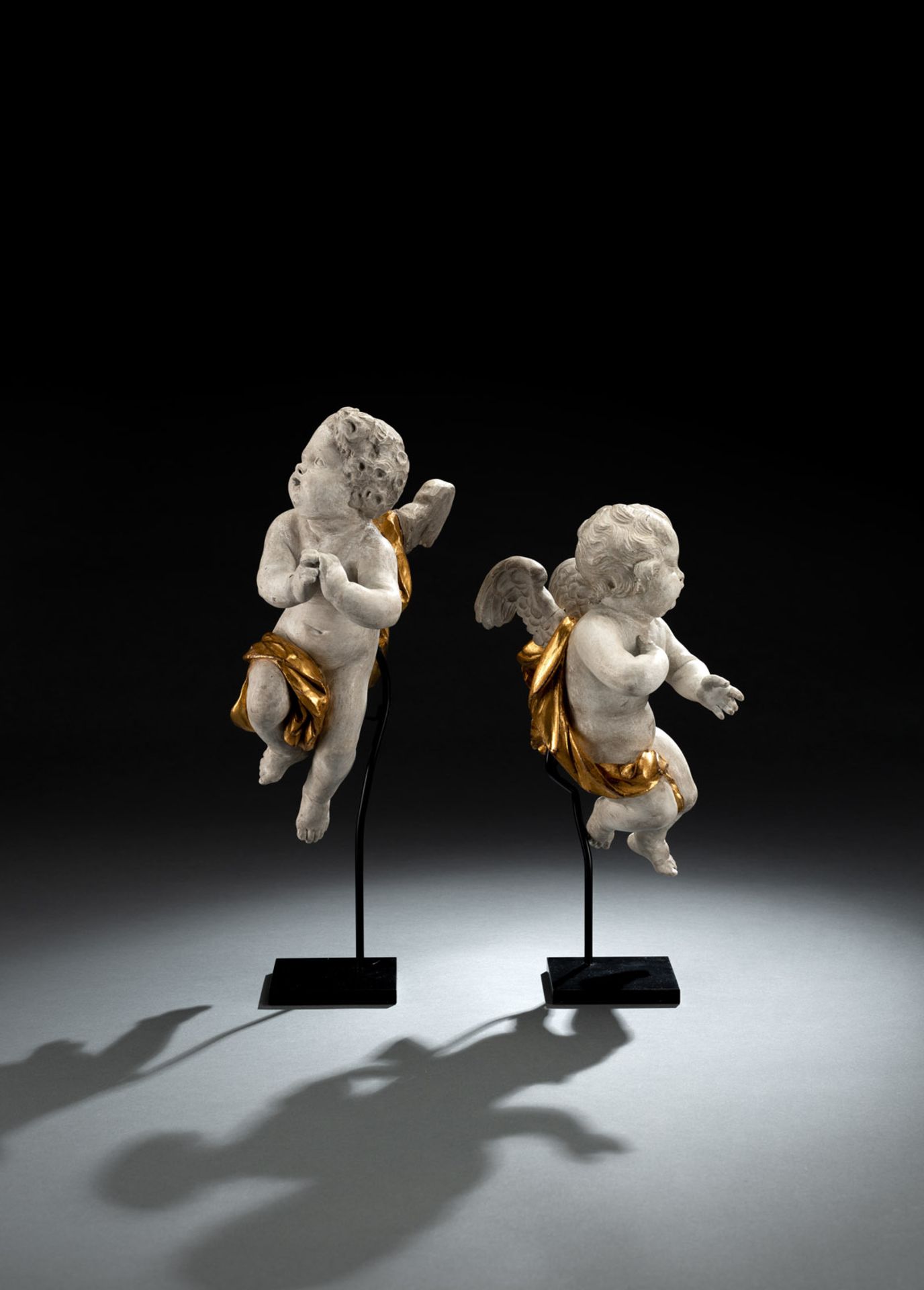 A NICE PAIR OF WINGED SINGING PUTTI - Image 2 of 10