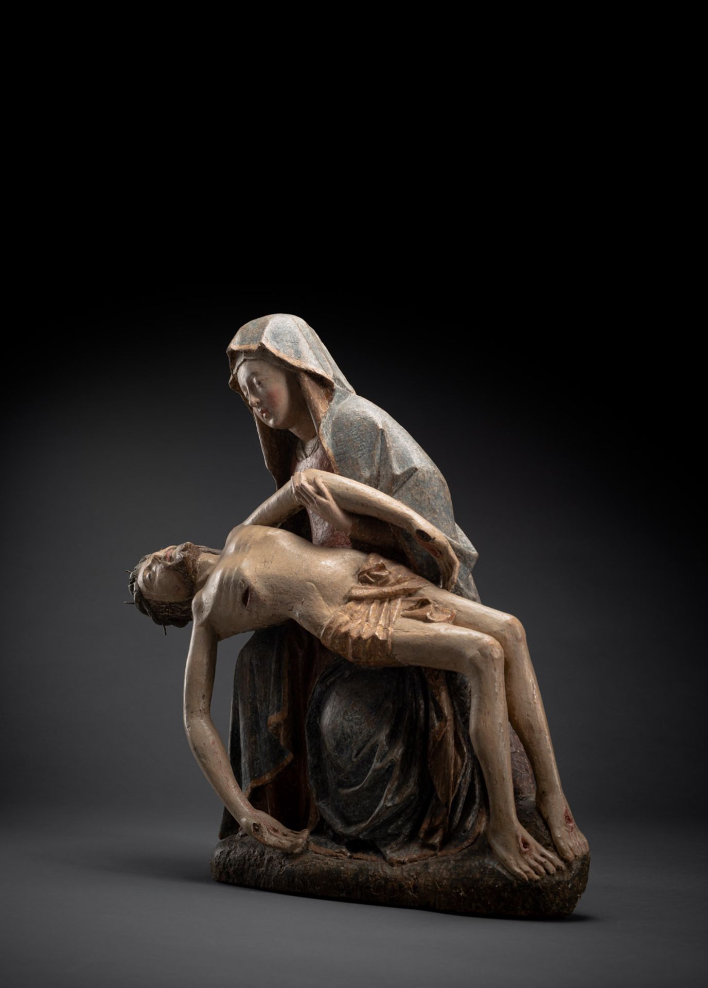 AN EXPRESSIVE DUTCH OR LOWER RHENISH PIETA - Image 2 of 6