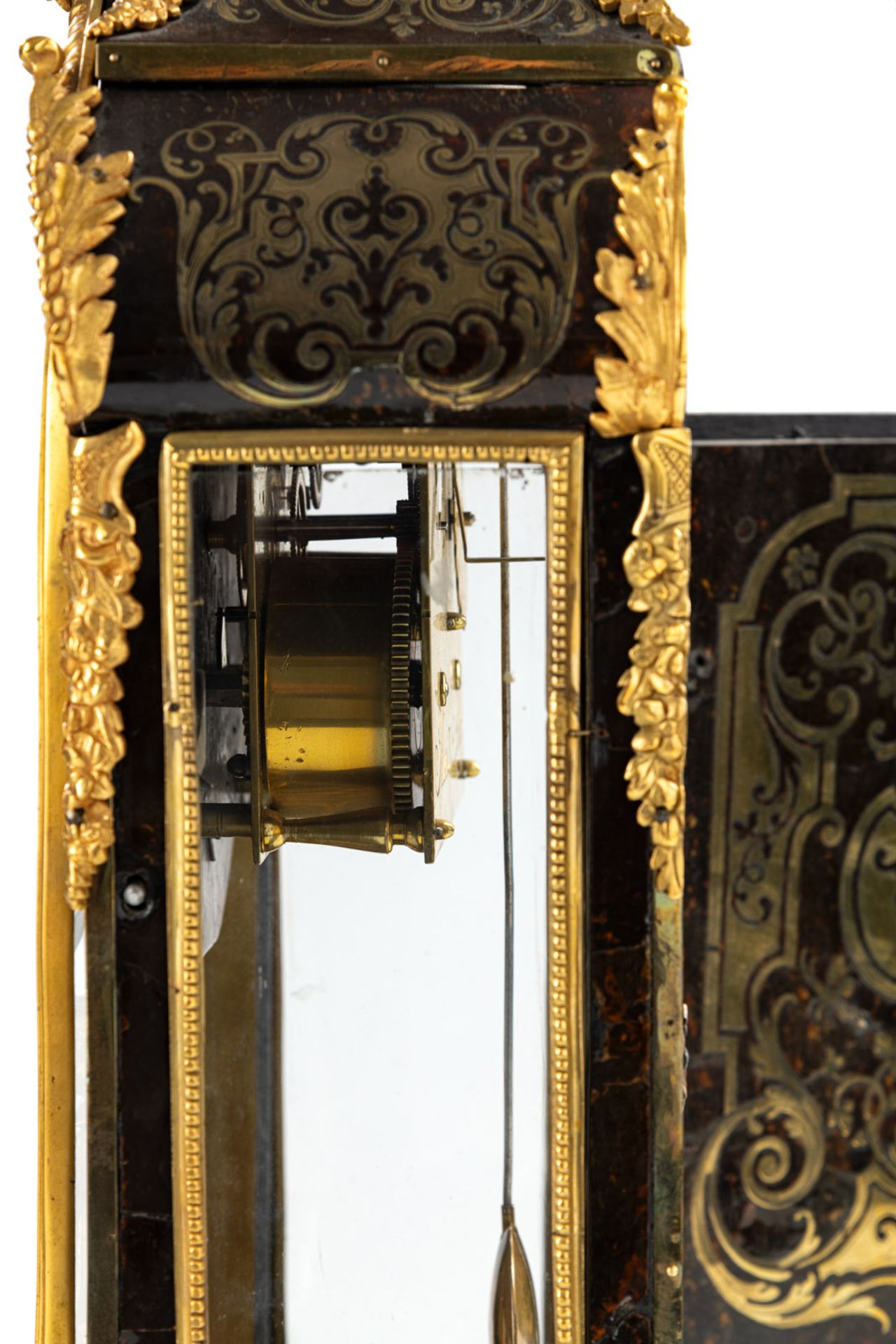 AN ELABORATE LOUIS XV STYLE BOULLE WALL PENDULE AND BASE - Image 6 of 16