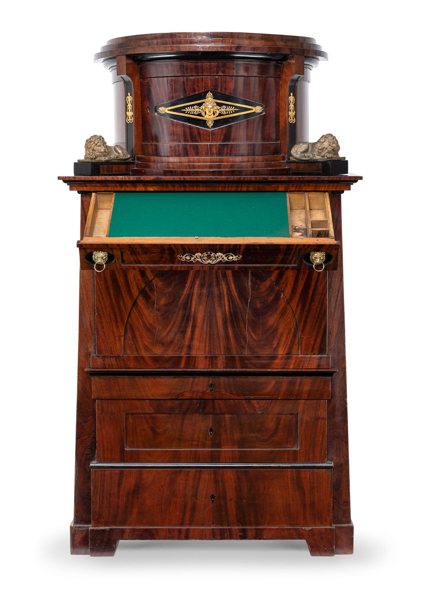 A SPLENDID GERMAN ORMOLU-MOUNTED MAHOGANY, KARELIAN BIRCH, LIMEWOOD AND EBONIZED SECRETAIRE A ABATT - Image 3 of 21