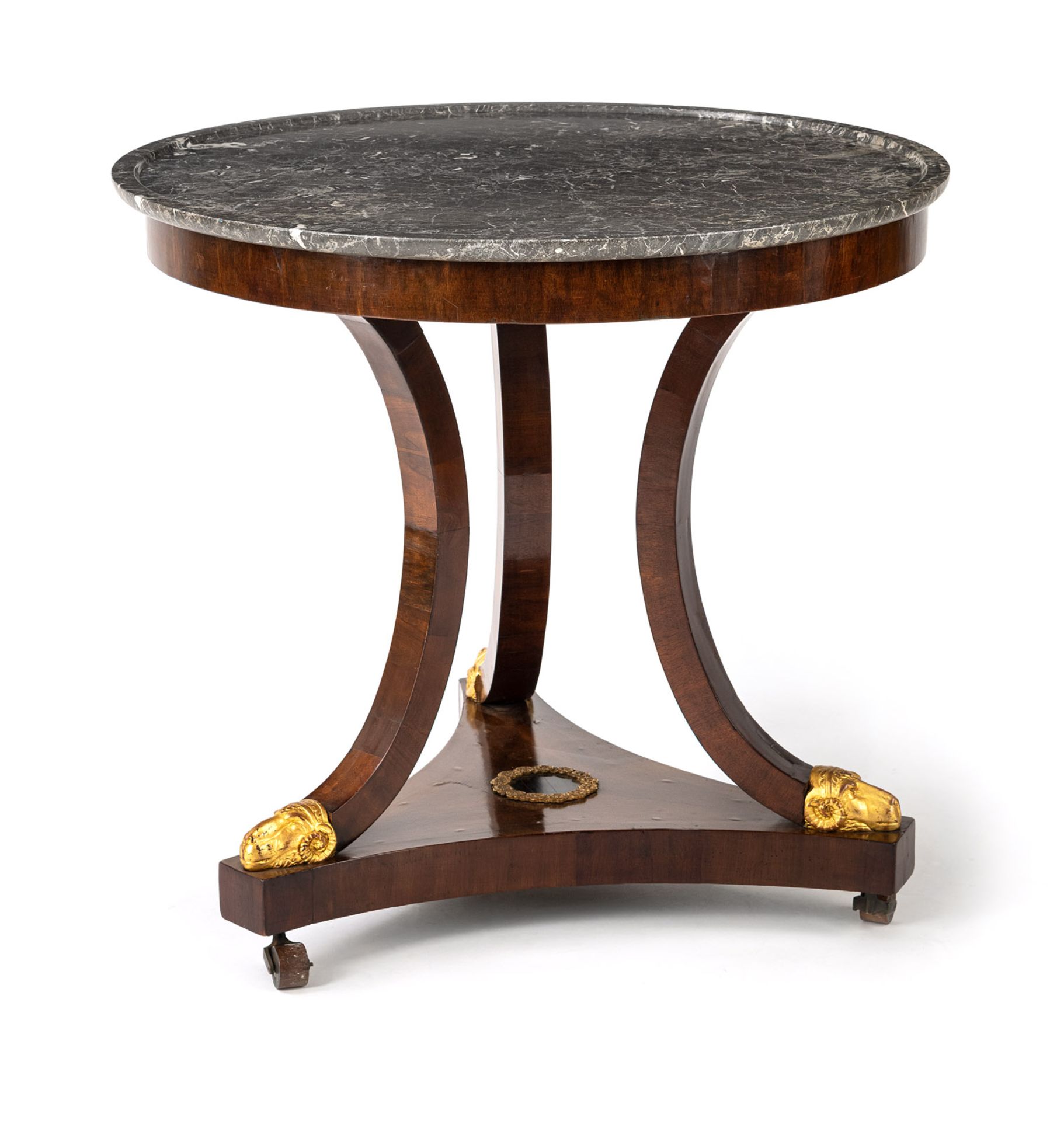 A FINE MAHOGANY AND MARBLE TRIPOT EMPIRE TABLE - Image 2 of 4