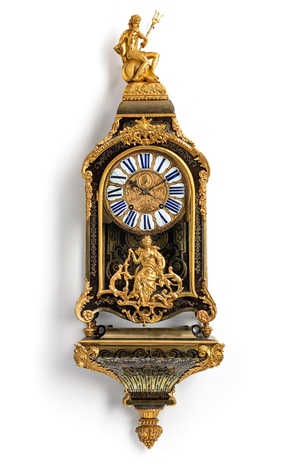 AN ELABORATE LOUIS XV STYLE BOULLE WALL PENDULE AND BASE