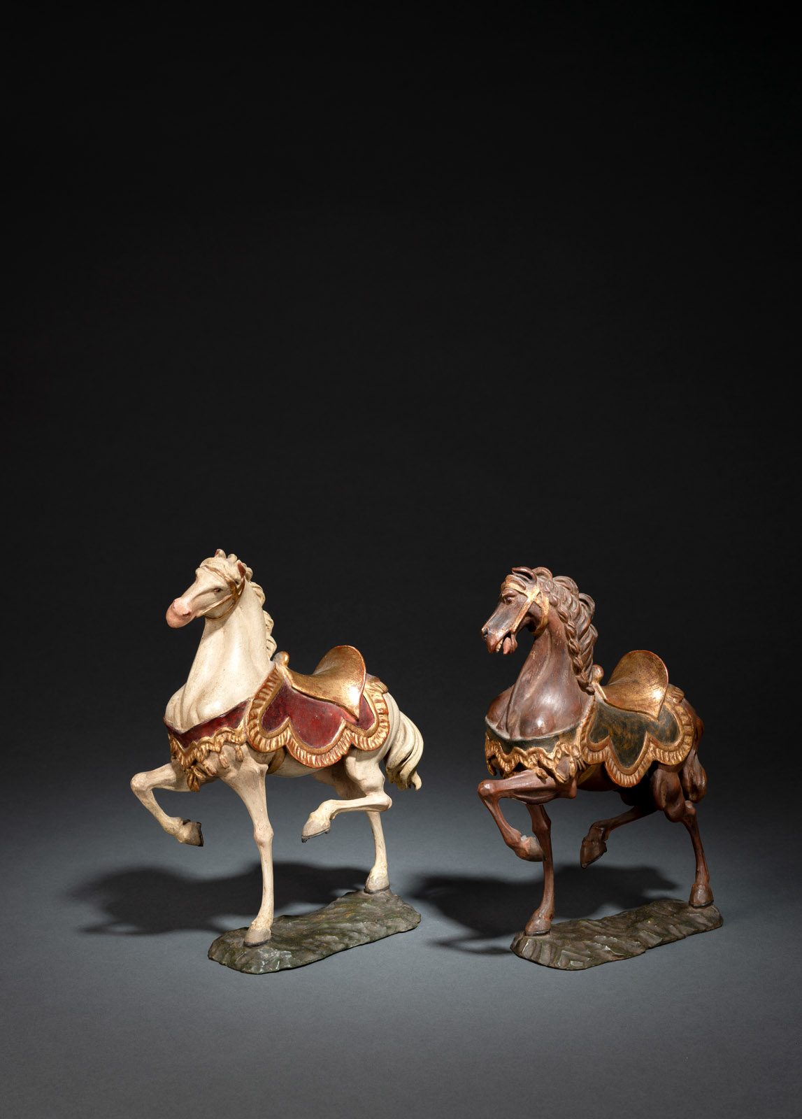 A PAIR OF "GRÖDEN" HORSE FIGURES