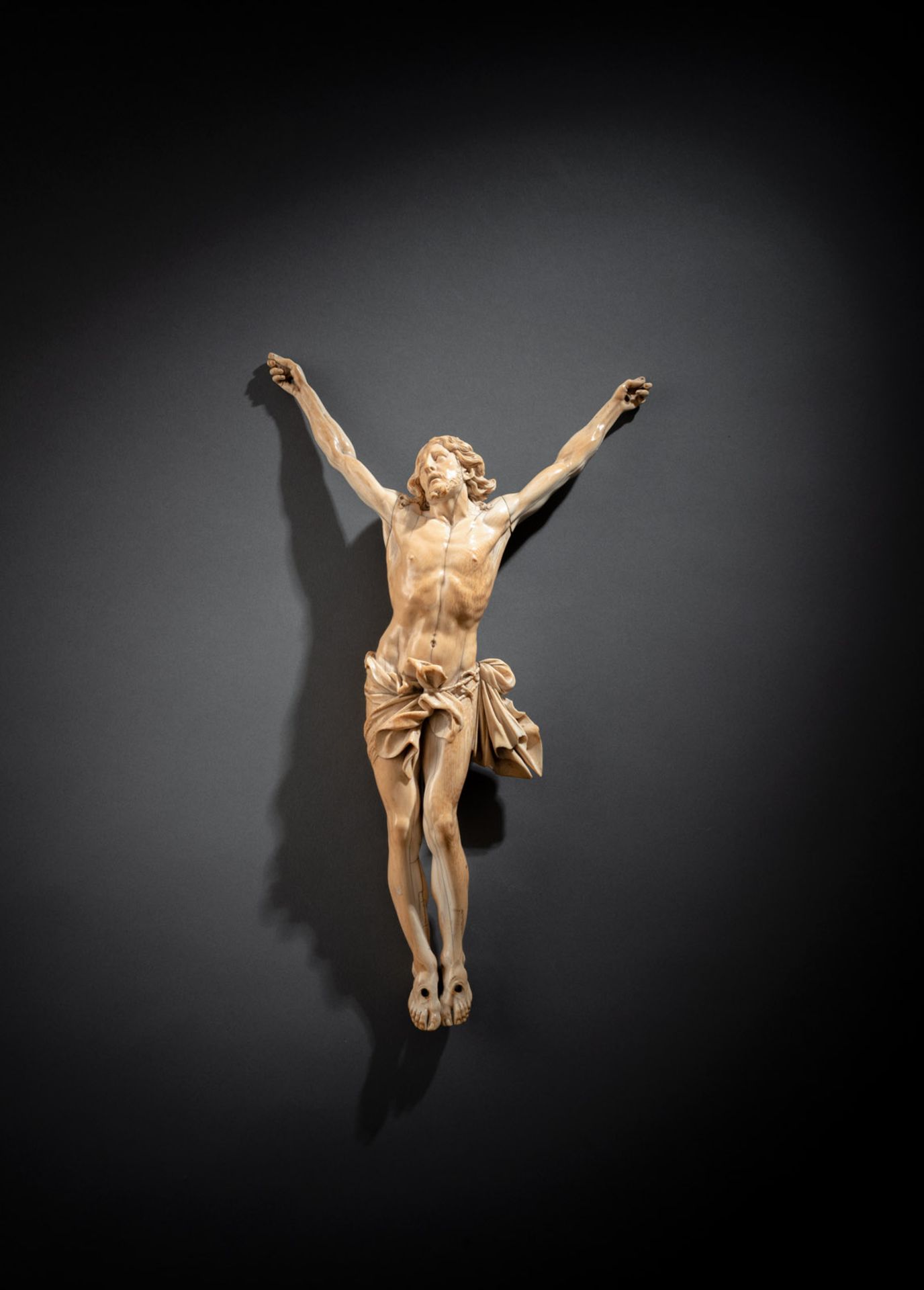 A LARGE AN EXPRESSIVE BAROQUE IVORY BODY OF CHRIST