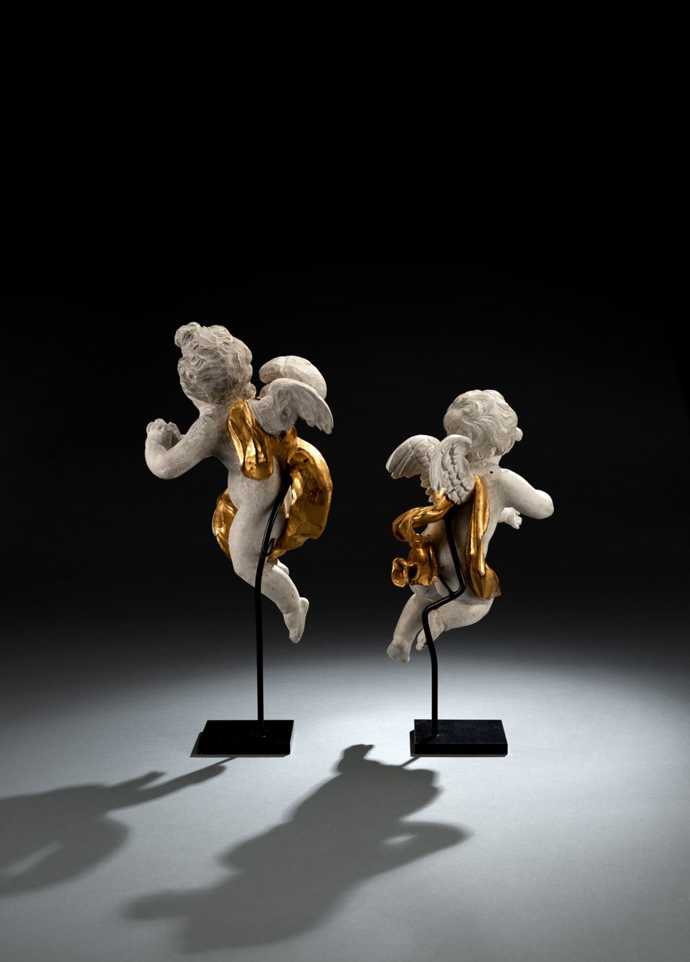 A NICE PAIR OF WINGED SINGING PUTTI - Image 3 of 10