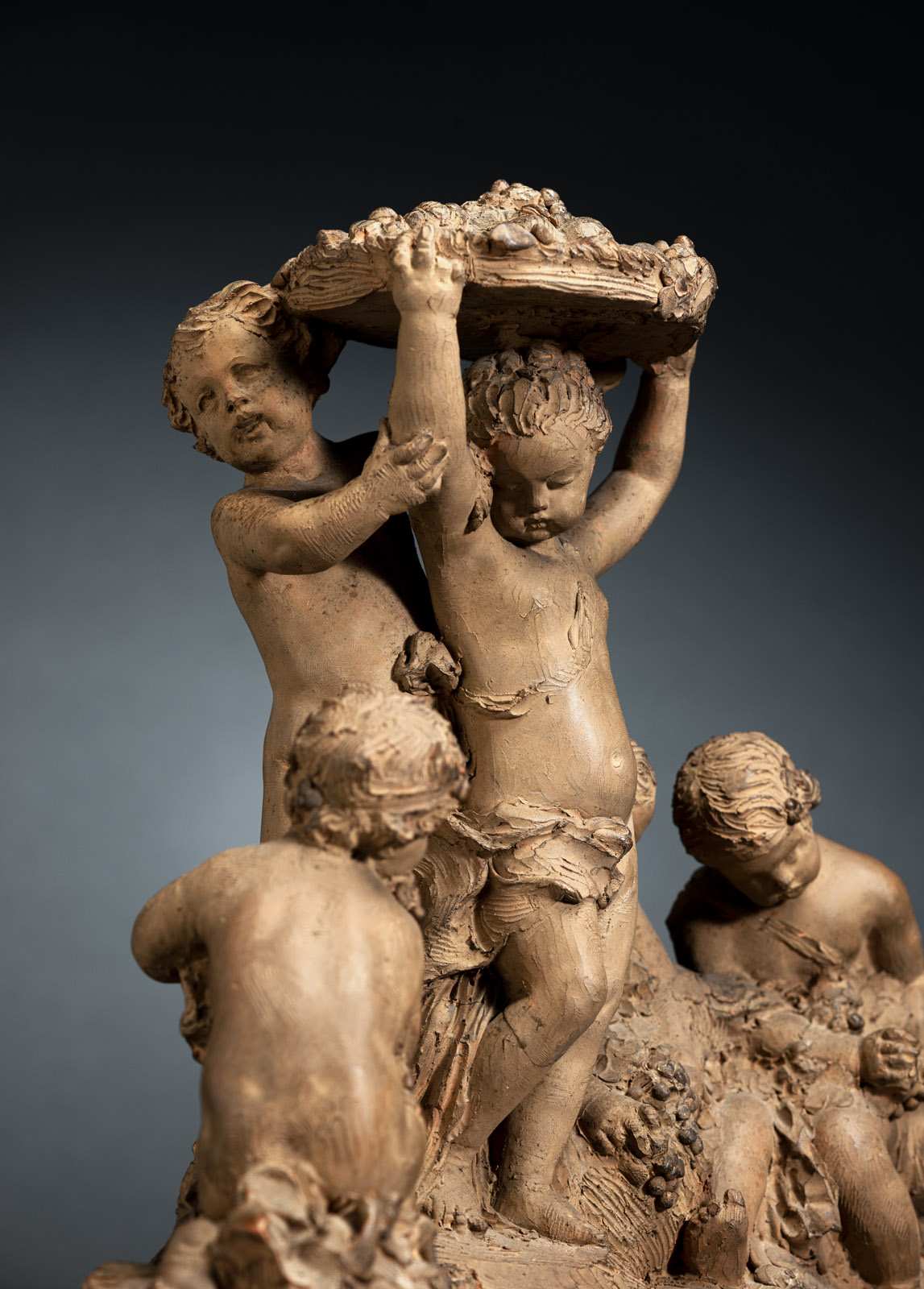 A TERRACOTTA GROUP WITH BACCHANTES - Image 3 of 3