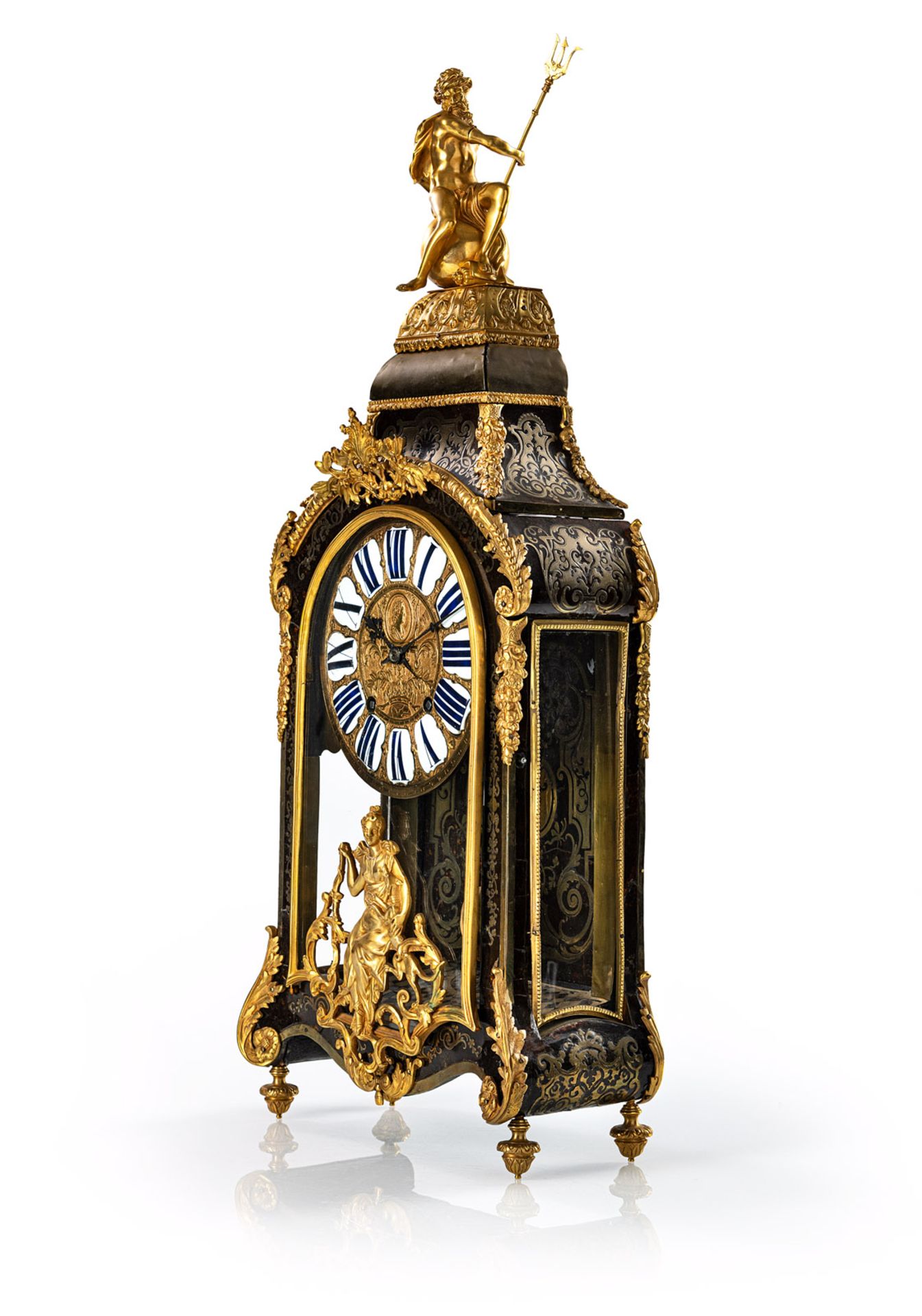 AN ELABORATE LOUIS XV STYLE BOULLE WALL PENDULE AND BASE - Image 3 of 16