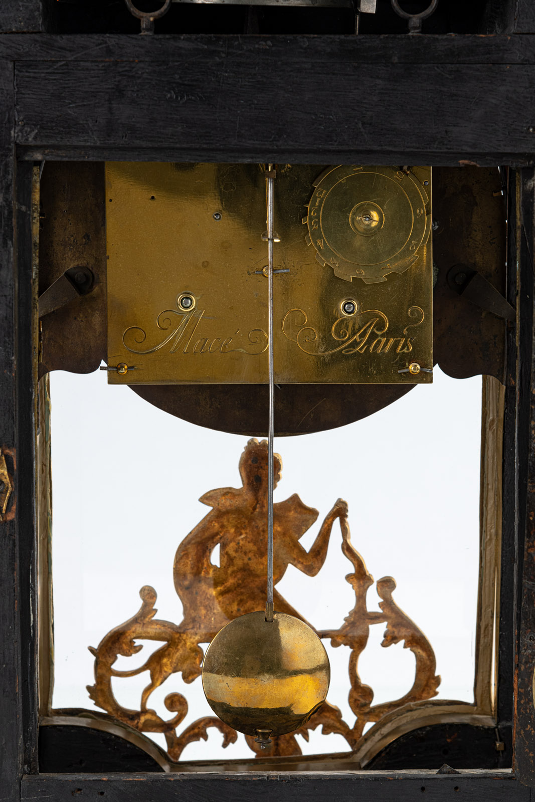 AN ELABORATE LOUIS XV STYLE BOULLE WALL PENDULE AND BASE - Image 11 of 16