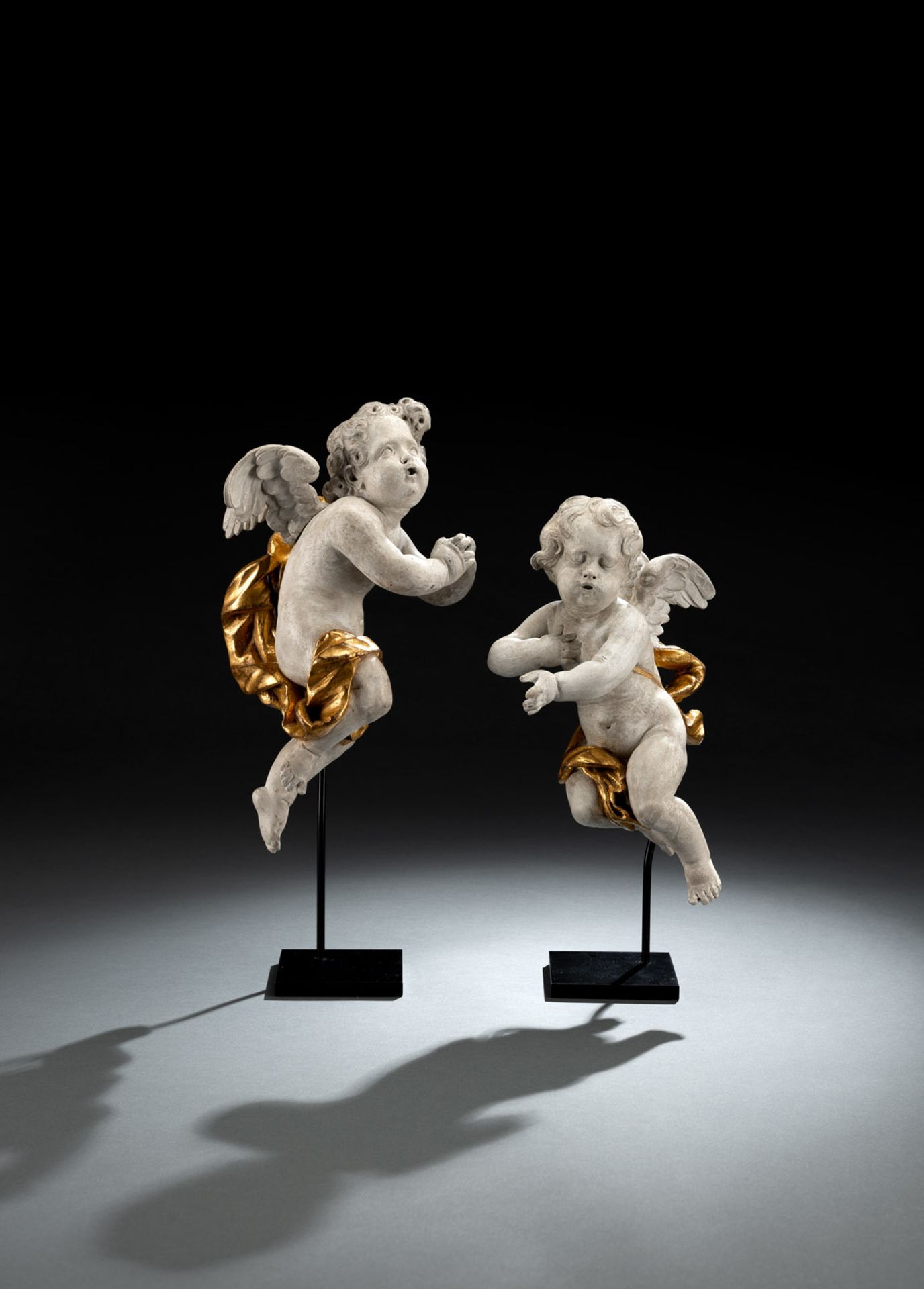 A NICE PAIR OF WINGED SINGING PUTTI