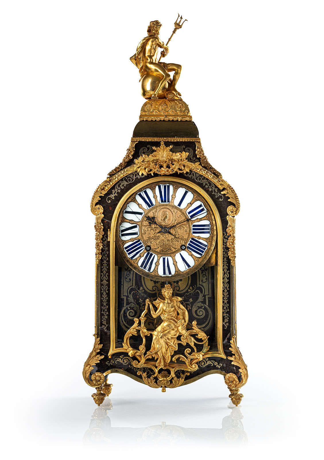 AN ELABORATE LOUIS XV STYLE BOULLE WALL PENDULE AND BASE - Image 2 of 16