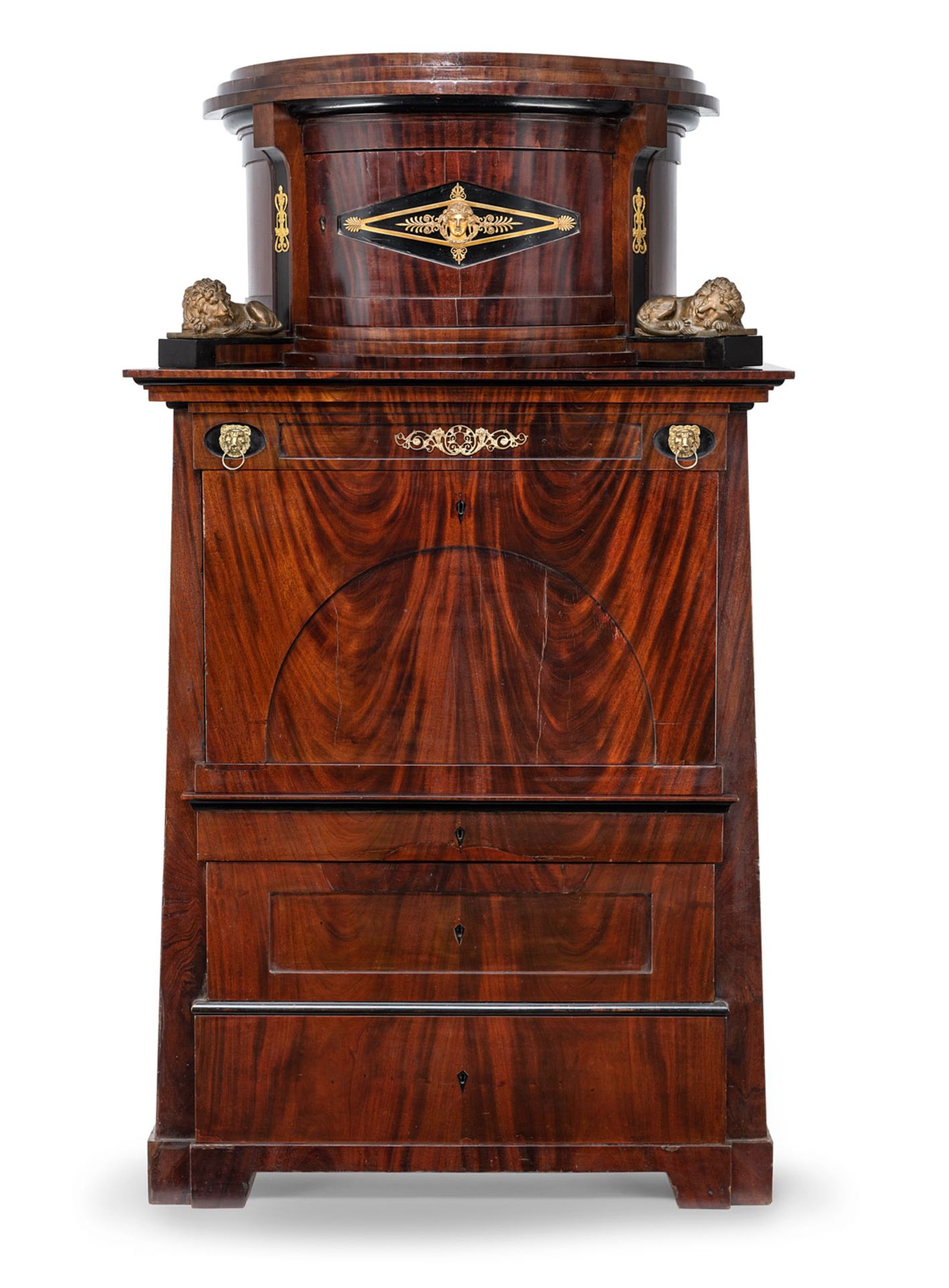 A SPLENDID GERMAN ORMOLU-MOUNTED MAHOGANY, KARELIAN BIRCH, LIMEWOOD AND EBONIZED SECRETAIRE A ABATT - Image 2 of 21