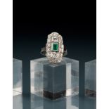 Art-Déco-Smaragd-Diamant-Ring