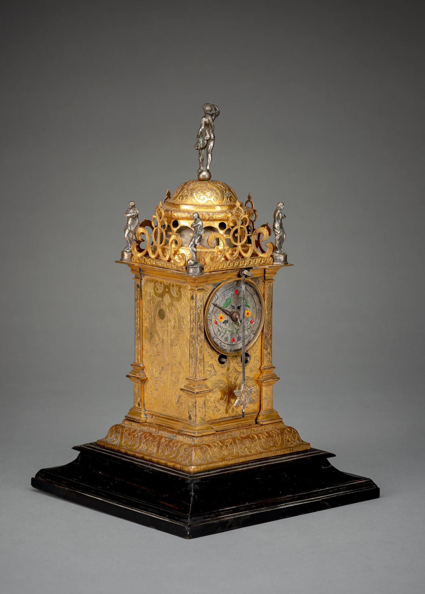 A RARE GERMAN GILTBRASS EBONY RENAISSANCE "TURMCHENUHR" - Image 2 of 5