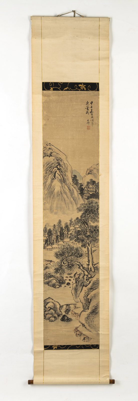 TWO LANDSCAPES MOUNTED AS HANGING SCROLLS - Image 4 of 8