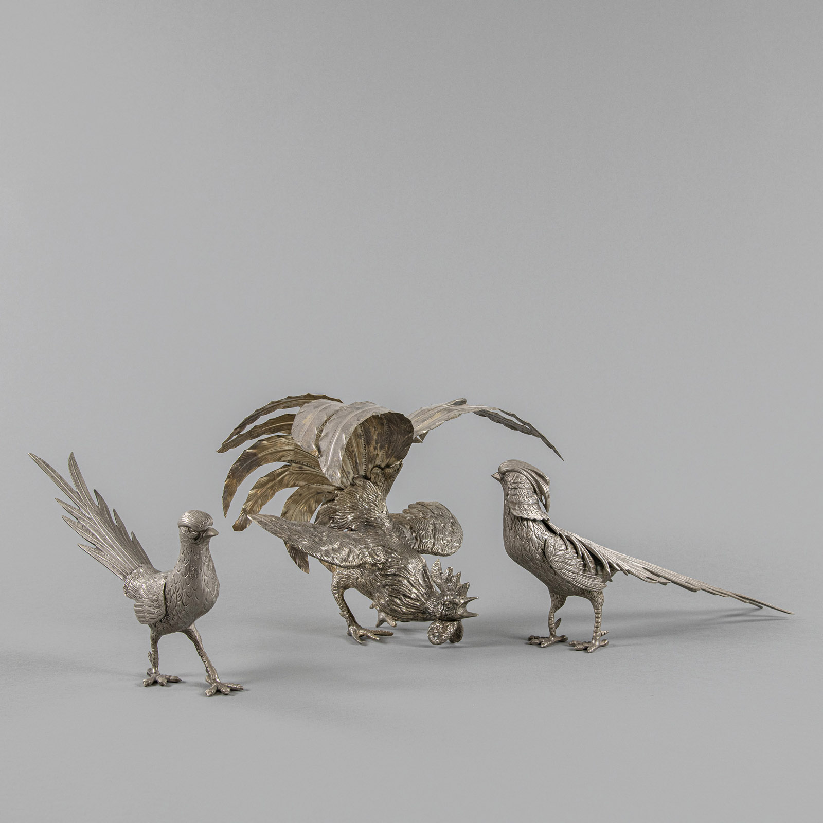 THREE SILVERPLATE BIRDS