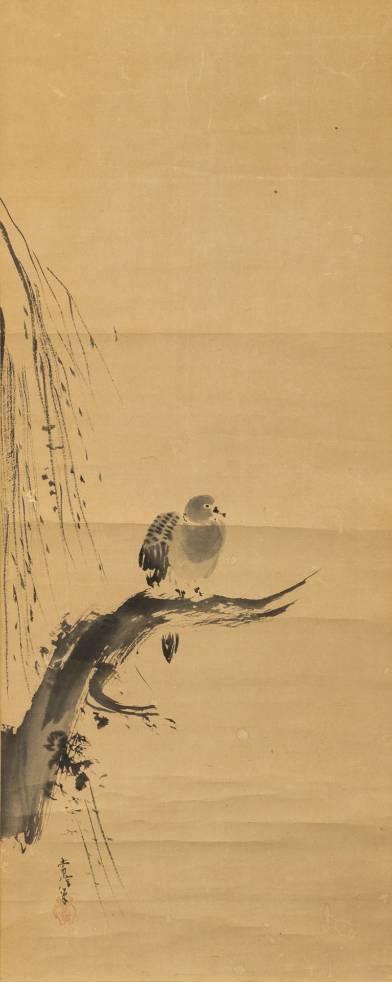 Vogel auf Baumzweig im Stil von Kano Tsunenobu