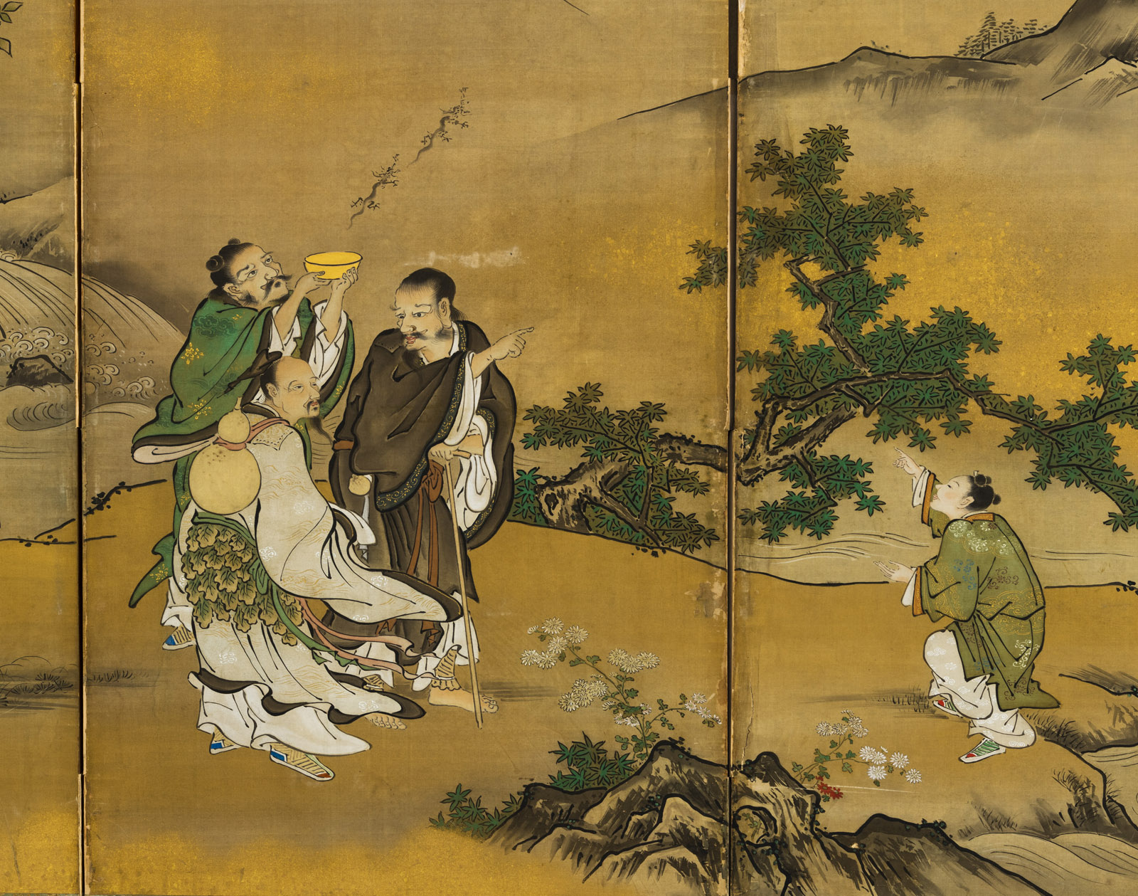 A SIX-FOLD PANEL SCREEN (BYOBU) - Image 3 of 6