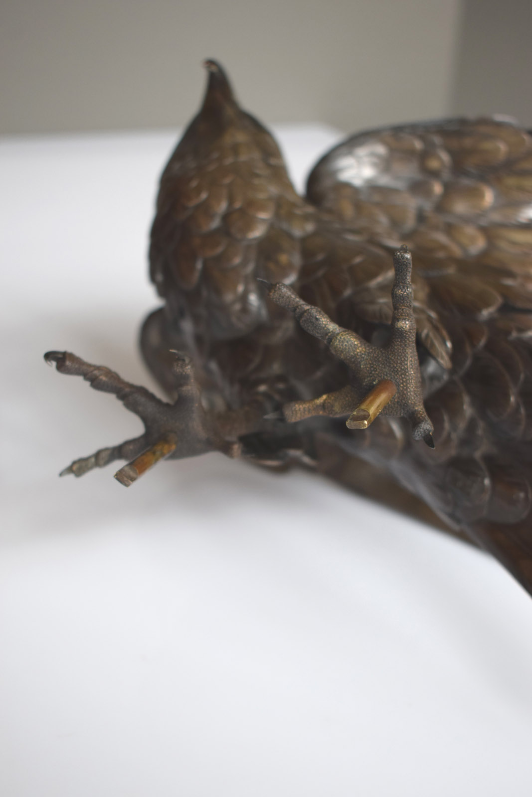 A BRONZE MODEL OF AN EAGLE ON A ROOTWOOD STAND - Image 8 of 12