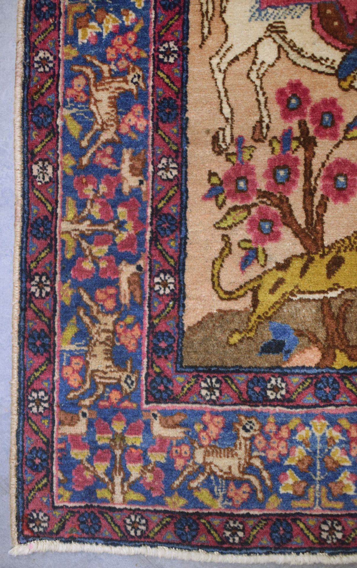 Teppich mit Jagdszene und kurdische Taschenfront - Bild 3 aus 11