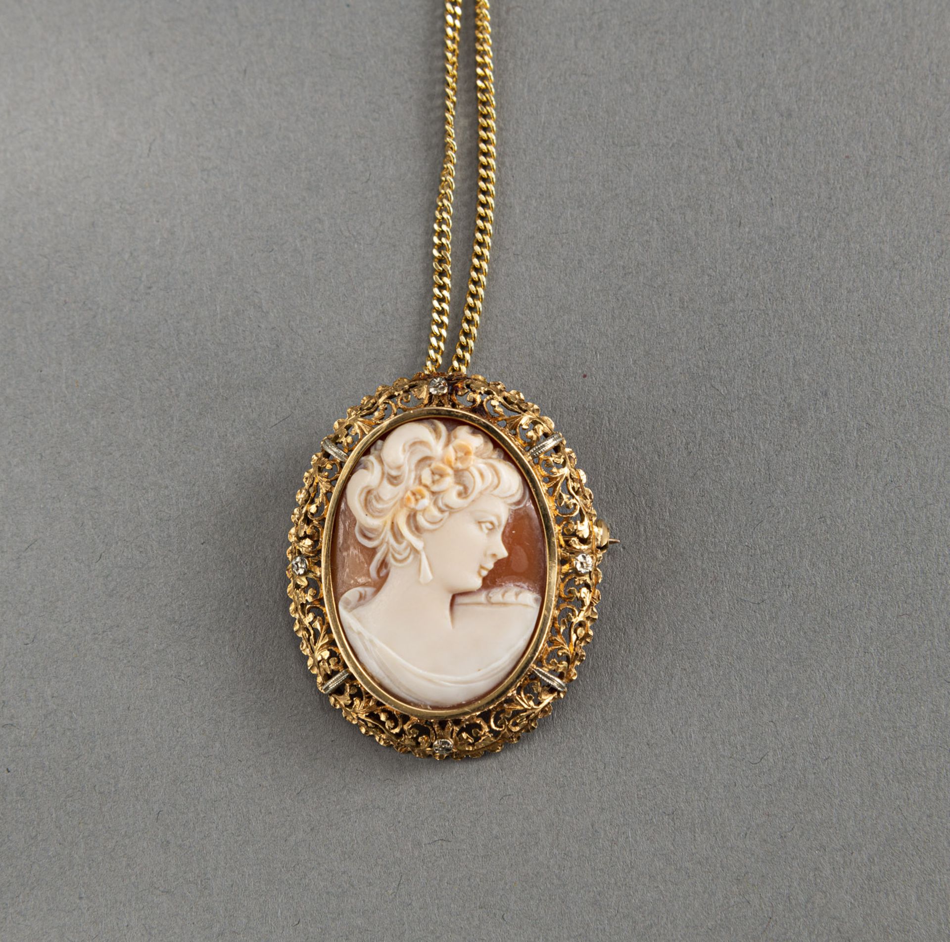 SHELL CAMEO BROOCH AND PENDANT WITH NECKLACE - Image 2 of 6