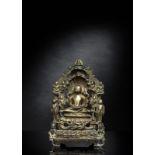 Seltener Altar aus Bronze mit vermutlich der Darstellung des Parsvanatha