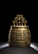A RARE IMPERIAL GILT-BRONZE ARCHAISTIC RITUAL BELL, BEI WUYI