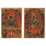 Zornvolle Schützerin - Palden Lhamo und Thangka des vierköpfige Mahakala - Shrinatha Caturmukha
