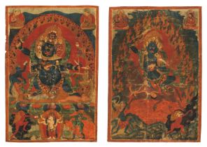 Wrathful Protector - Palden Lhamo and Thangka of the Four-headed Mahakala - Shrinatha Caturmukha