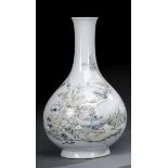 Vase mit Grisaille-Malerei aus Porzellan mit Landschaftsdekor