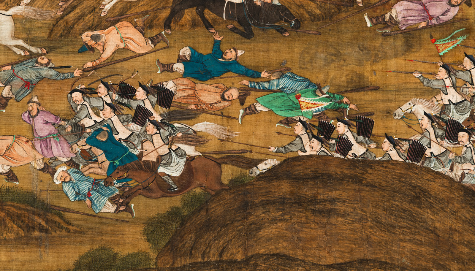A VERY RARE PAINTING DEPICTING THE BATTLE SCENE IN THE YANG'ARBATE UPRISING IN SOUTHERN XINJIANG - Image 8 of 9
