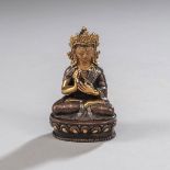 Kleine teils vergoldete und versilberte Bronze des Buddha