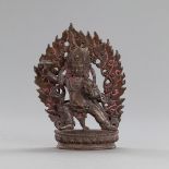 Bronze des Vajrapani mit flammender Mandorla