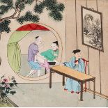 Fünf Albumblätter mit erotischen Szenen aus dem Roman "Jin Ping Mei"