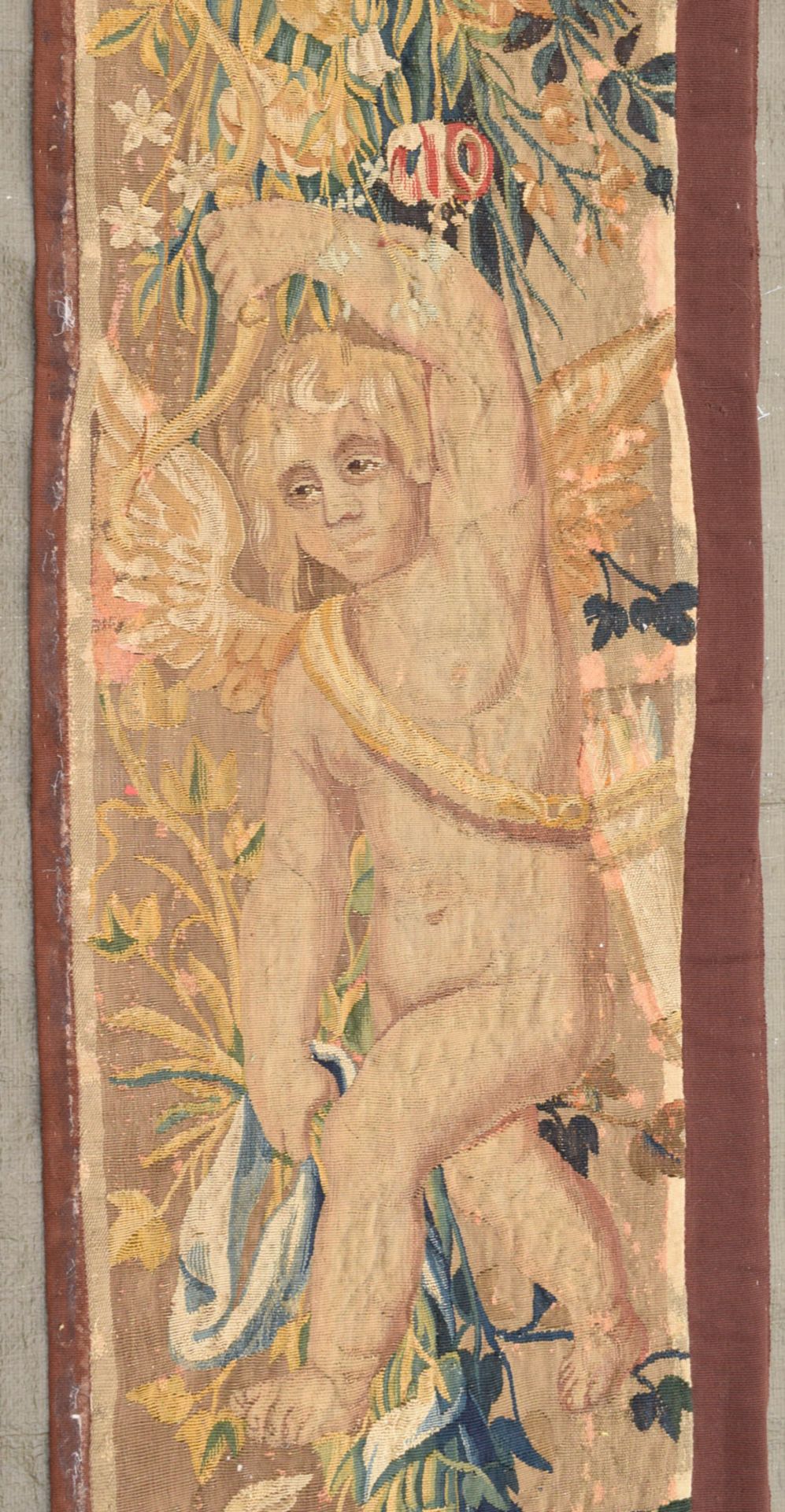 A TAPESTRY BORDER FRAGMENT USED AS A DOOR FRAME DECORATION - Image 8 of 10