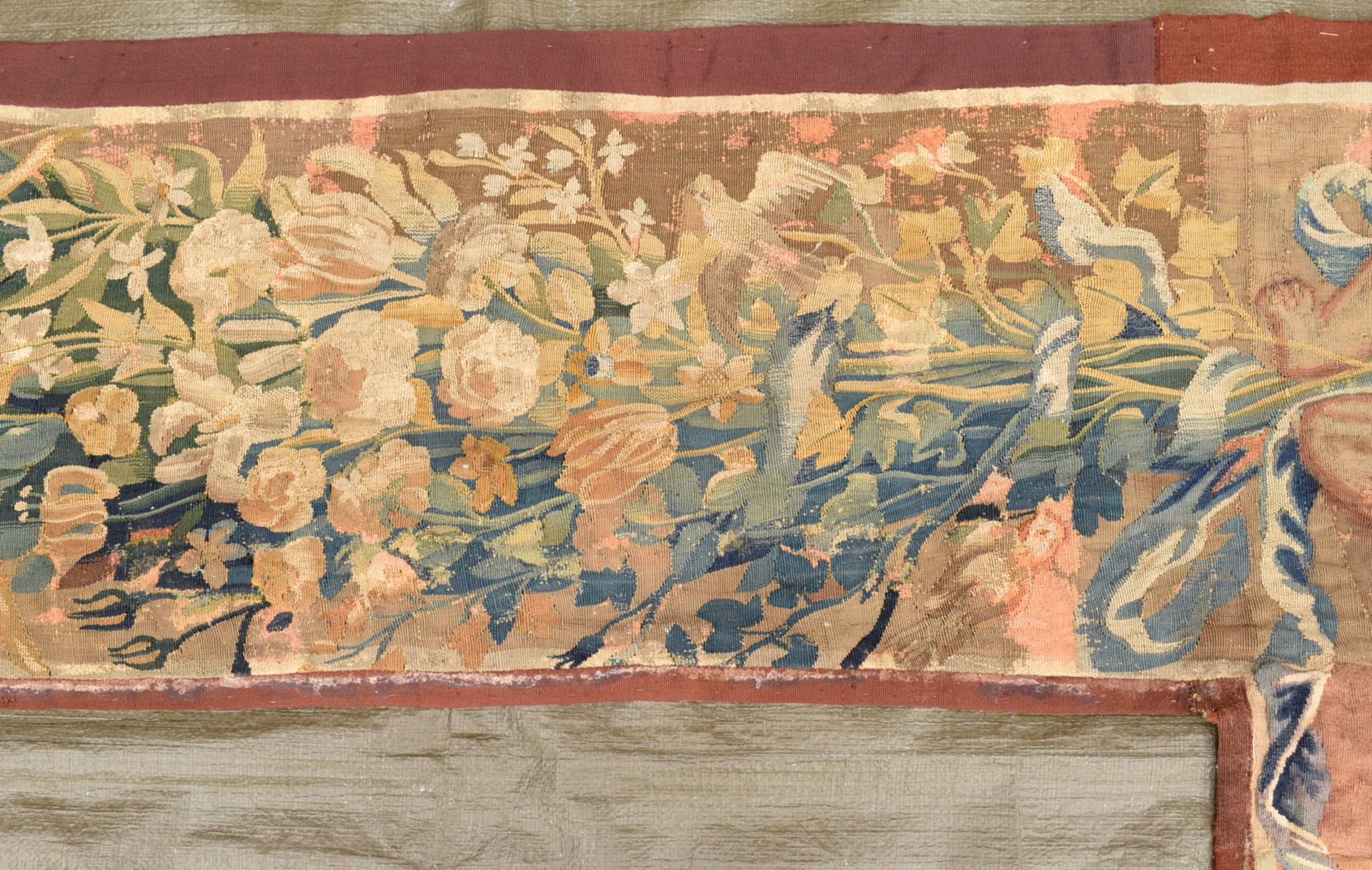 A TAPESTRY BORDER FRAGMENT USED AS A DOOR FRAME DECORATION - Image 5 of 10