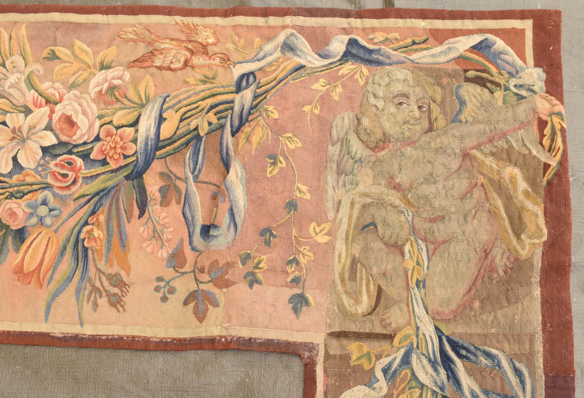 A TAPESTRY BORDER FRAGMENT USED AS A DOOR FRAME DECORATION - Image 7 of 10