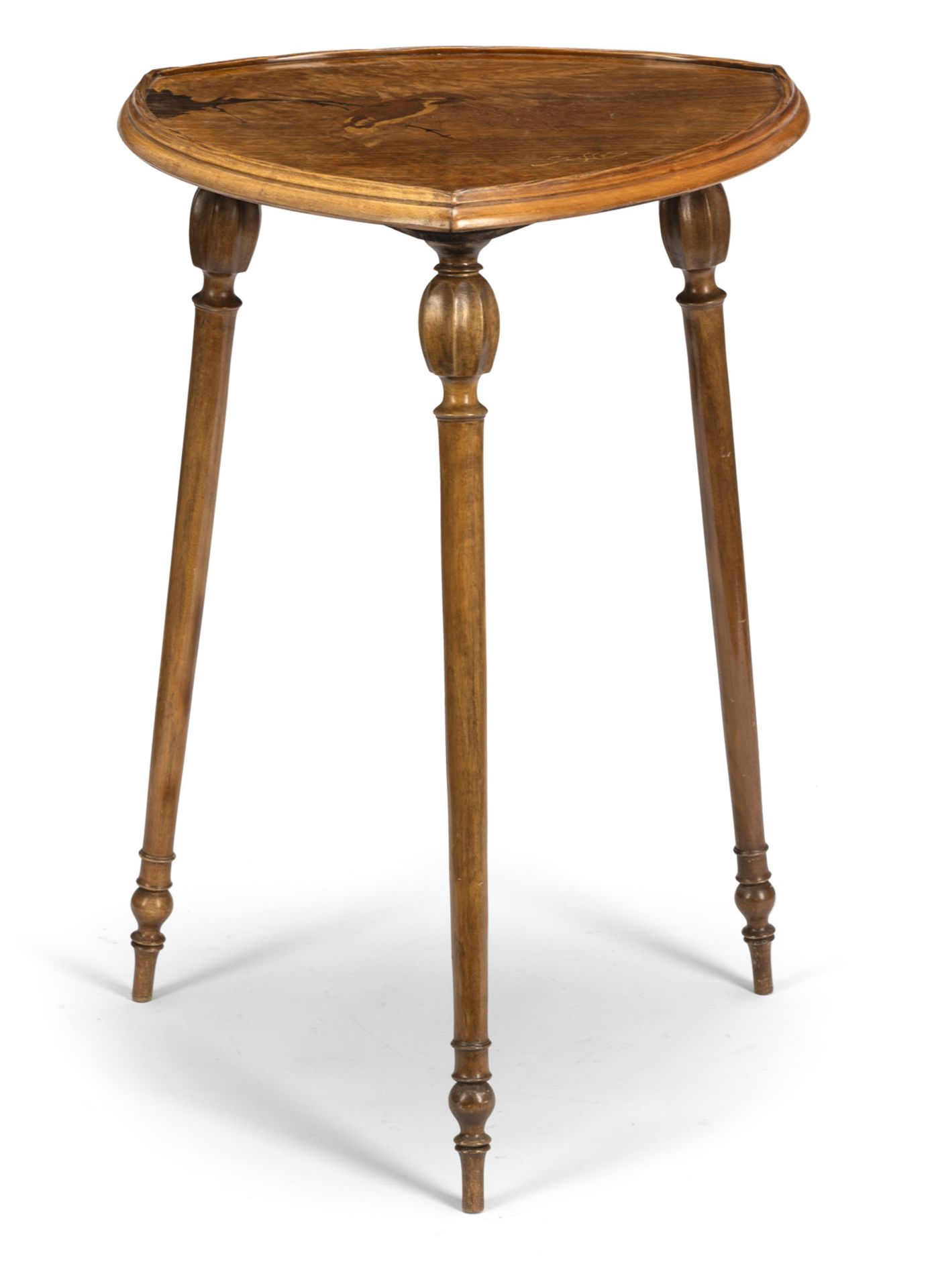 AN ART NOUVEAU WALNUT, MACASSAR AND MAHOGANY MARQUETRIED OCCASIONAL TABLE - Image 3 of 5