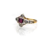 Granat - Diamant - Ring