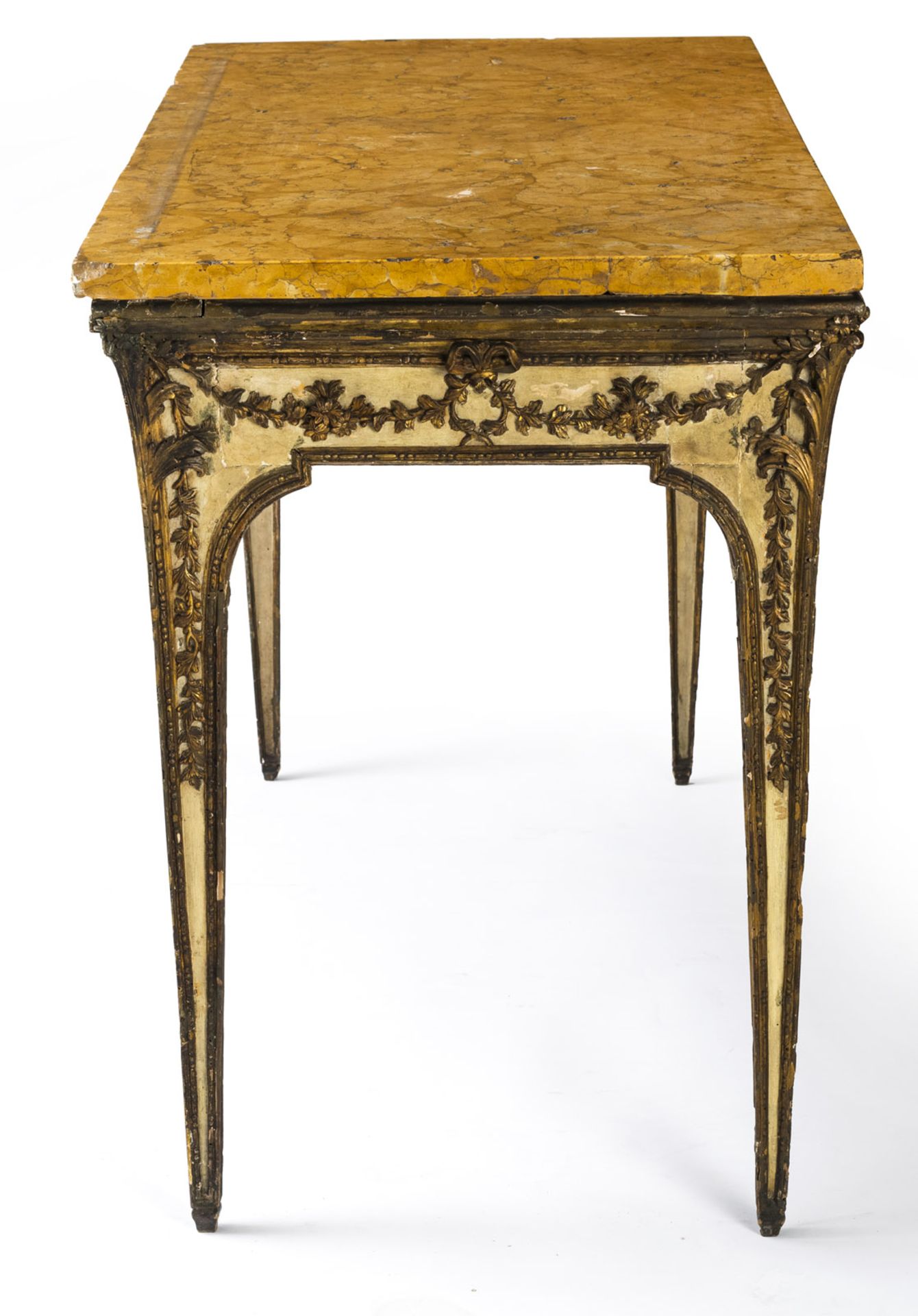 A TRANSITION PERIOD PAINED AND PARTLY SILVERED CONSOLE TABLE - Image 6 of 7